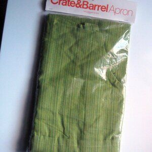 Crate&Barrel Green Duo Stripe Cooking Kitchen Apron